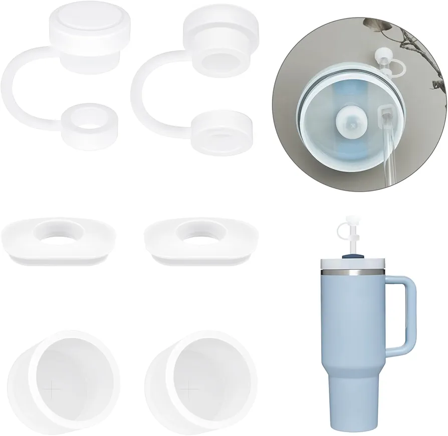 Silicone Spill Proof Stopper Set for Stanley H2.0 40oz 30oz Tumbler, Leak Proof Straws Topper Cover Cap Tumbler Accessories Compatible with Stanley Mug Cup