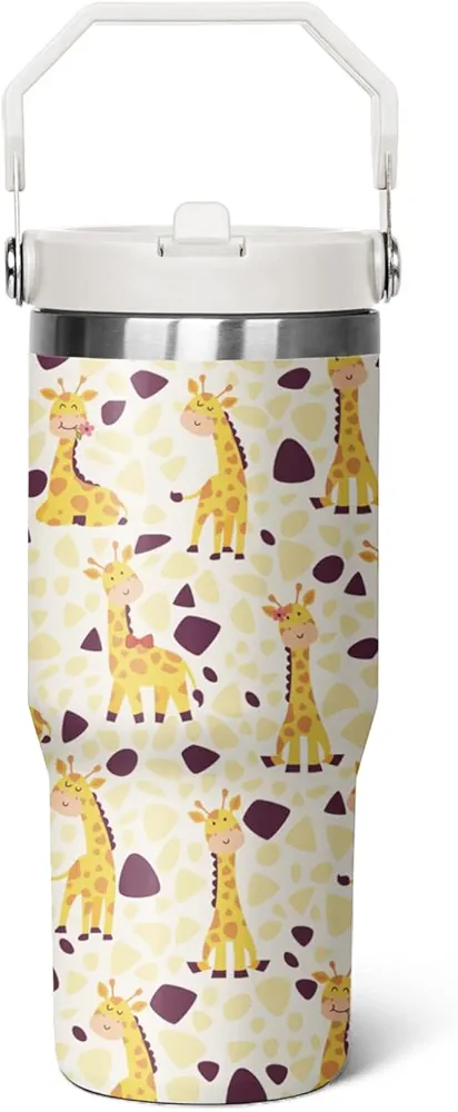 30 oz Giraffe Tumbler with lid and Flip Straw, Giraffe Stainless Steel Cup Coffee Travel Mug, Giraffe Gifts for Giraffe Lovers, Giraffe Stuff Decor Accessories