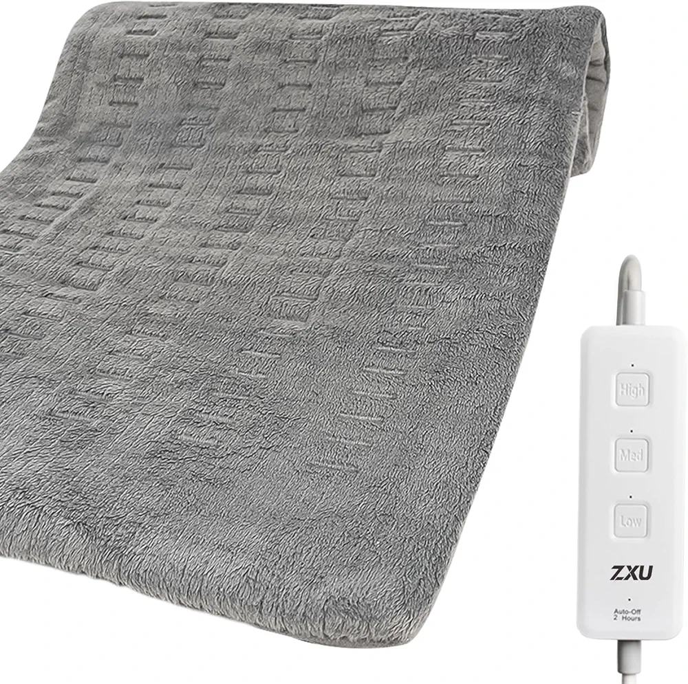 ZXU Heating Pad for Back Pain and Cramps Relief, 12” x 24” Ultra Soft Hot Heated Pad with Moist Heat and Auto Shut-Off for Neck, Shoulder, Machine Washable