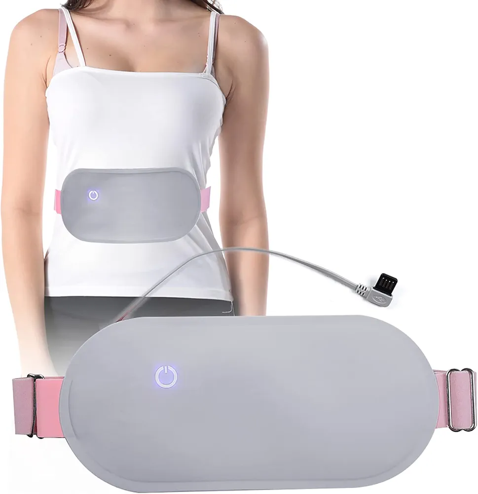 Electrical heat belt Abdominal belt, warm palace belt Far infrared Rapid heating, heating belt with mobile power for stomach, back, kidneys, hips and menstrual cramps(grau)