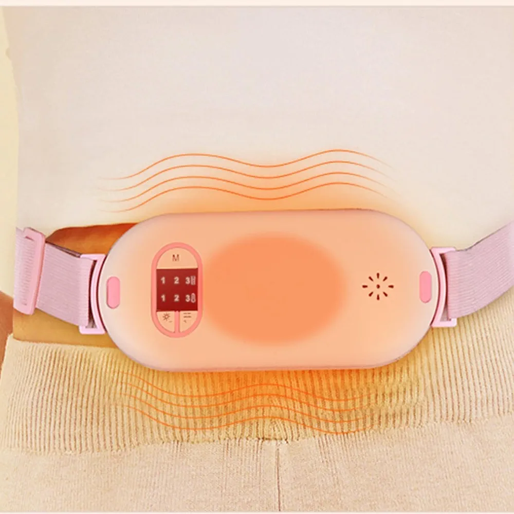 Period Heating Pad for Cramps, Portable Heating Pad, 3 Heat Levels&Massage Modes, 10 Mins Auto Off, Portable Heating Pad, Period Cramps Pain Relief, Cordless Heat Belly Belt (White)