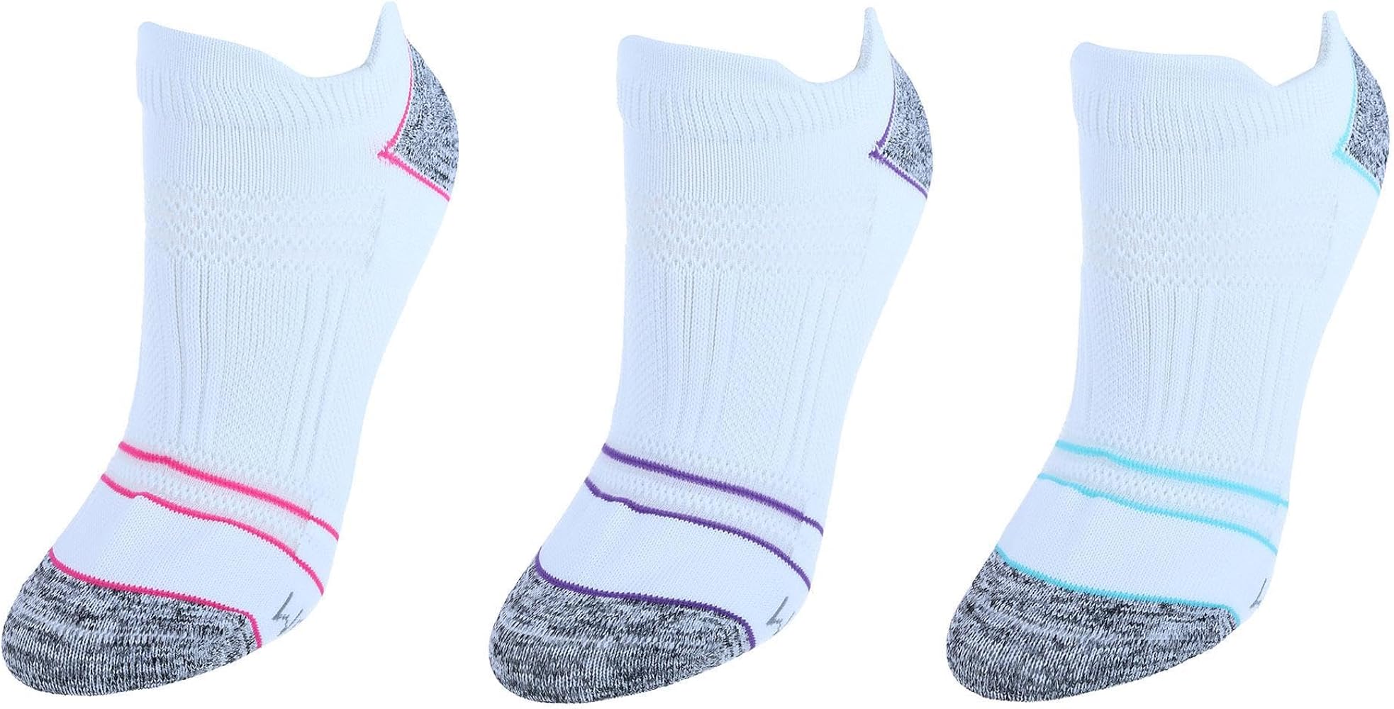 Fruit of the Loom Women's Premium Seamless No Show Tab Socks (3 Pack), White