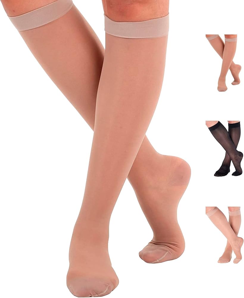 Made in USA - Sheer Compression Socks for Women Circulation 20-30mmHg - A205