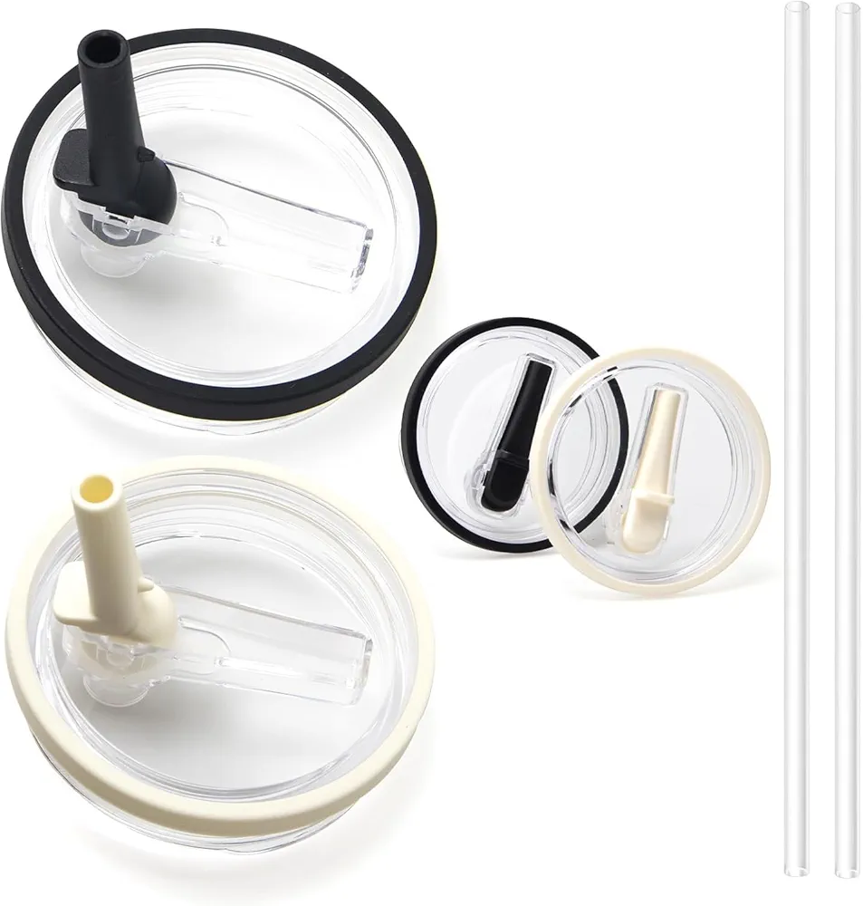 2 Pack 40 oz Tumbler Flip Straw Lid Replacement Fit for Stanley Quencher, Leak Proof for Stanley Lid Replacement Spill Proof Reusable Tumbler Cover Compatible with 40oz Stanley Cup Accessories