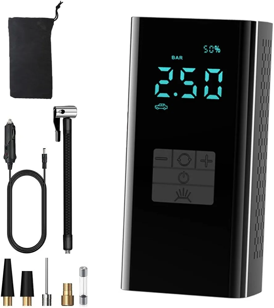Tire Inflator Portable Air Compressor,150 PSI Cordless Air Pump For Car Tires,Rechargeable 12V Air Pump with LCD Screen Display For Cars, Bikes, Motorcycles, Balls, Swim Rings