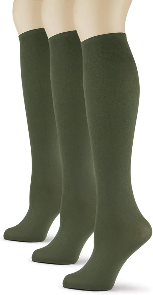 Sox Trot Women's Solid Knee High Trouser Socks, Silky Soft Thin Material, Tall Boot Socks 3 Pairs