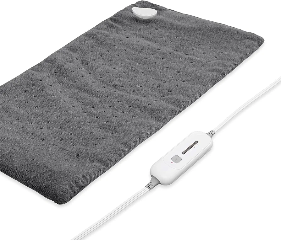 Magshion 12x24 Inch Soft Warm Lightweight Fleece Electric Heating Pad for Back Heating Pad with 3 Heat Settings & 90 Min Auto Shut Off Washable Heating Pad, Dark Grey