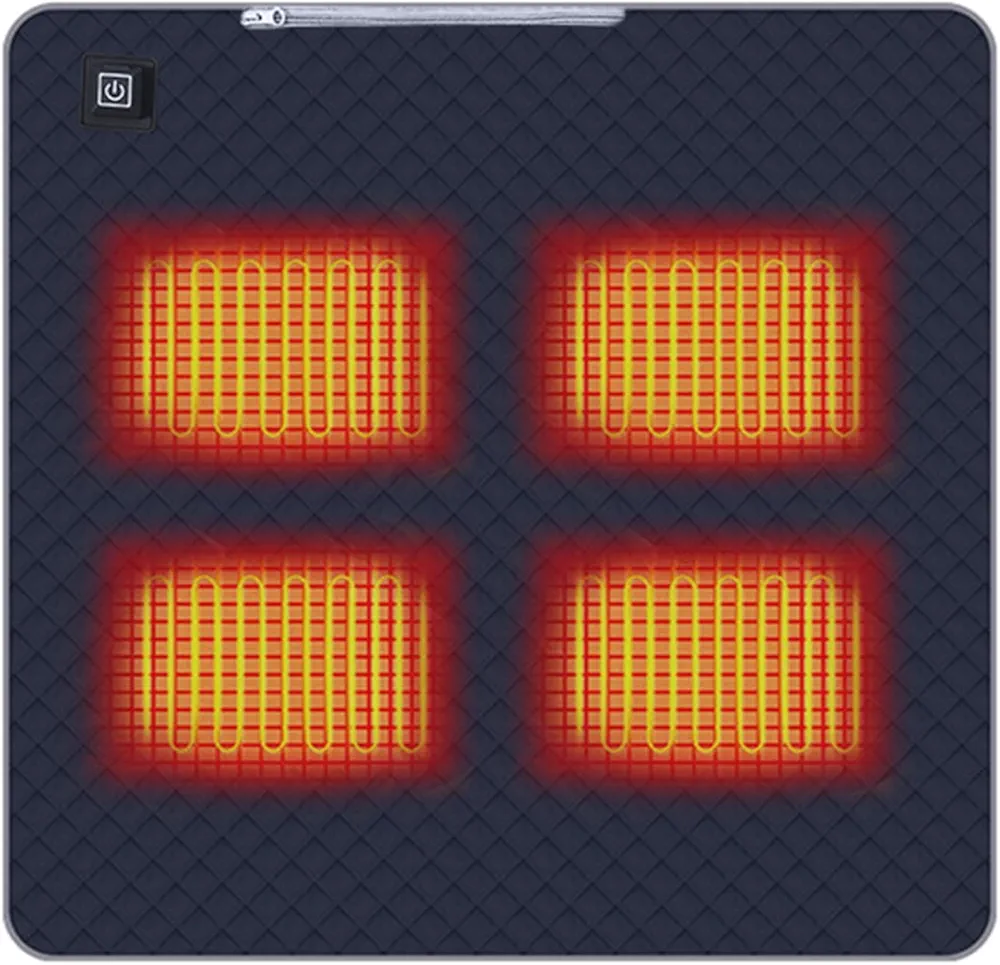 Heated Pad for Office Chair, Electric Heating Pad 5V 4 Heating Blocks Heated Cushion with 3 Temperatures Levels, Waterproof Cold Protection Outdoor Camping Car Smart Heating Seat Navy Blue 4
