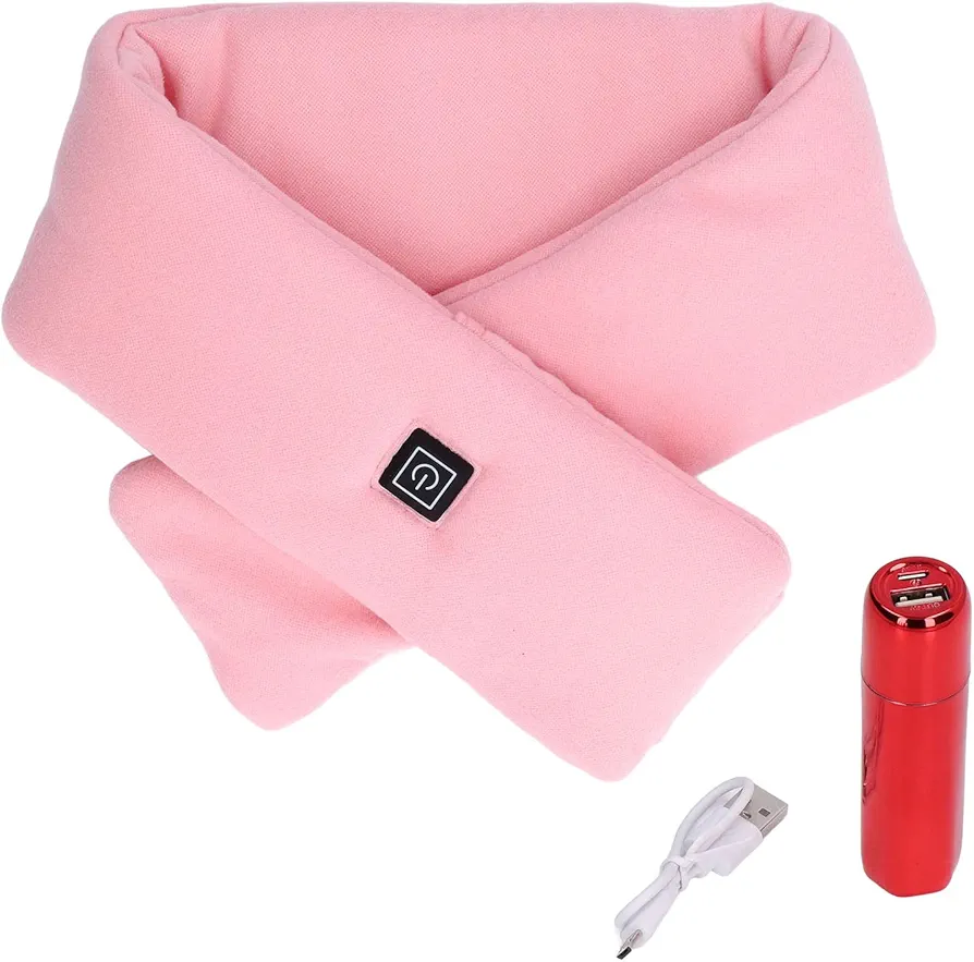 USB Heated Scarf,Portable Neck Heating Pad Wrap,3 Levels Intelligent Electric Neck Warmer Neck Heat Therapy Pain Relief for Travel Outdoor(Pink)