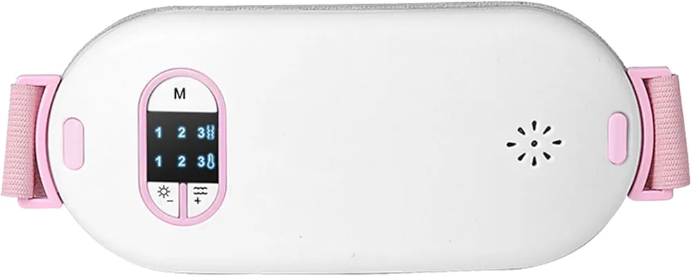 Cordless Heating Pad for Cramps 3 Heating ＆ 3 Vibration Modes Period Cramp Simulator Portable Back Belly Heating Pad with Adjustable Waist Belt Gift for Girls