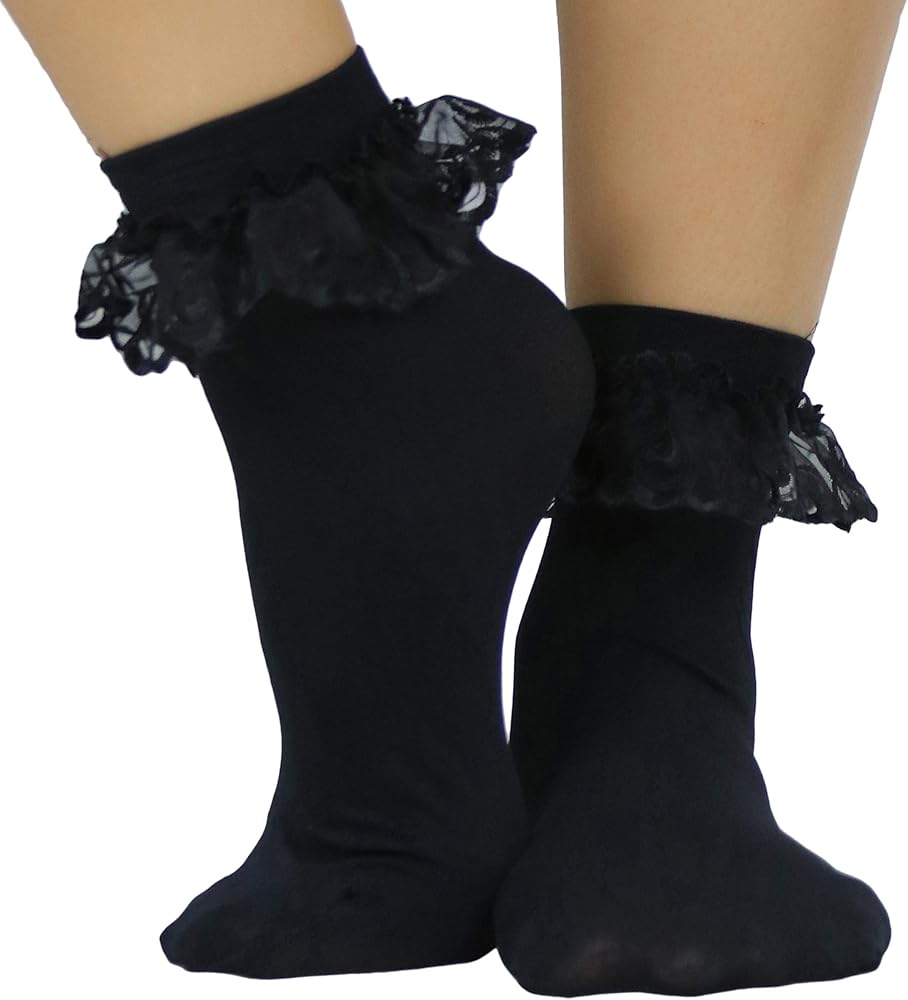 ToBeInStyle Women's Lace Ruffle Anklet Socks