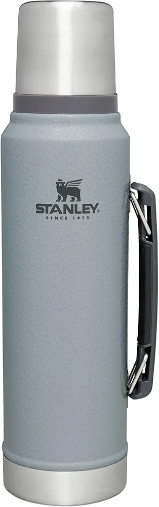 Stanley Classic Vacuum Insulated Wide Mouth Bottle - Hammertone Silver - BPA-Free 18/8 Stainless Steel Thermos for Cold & Hot Beverages - 1.1 QT