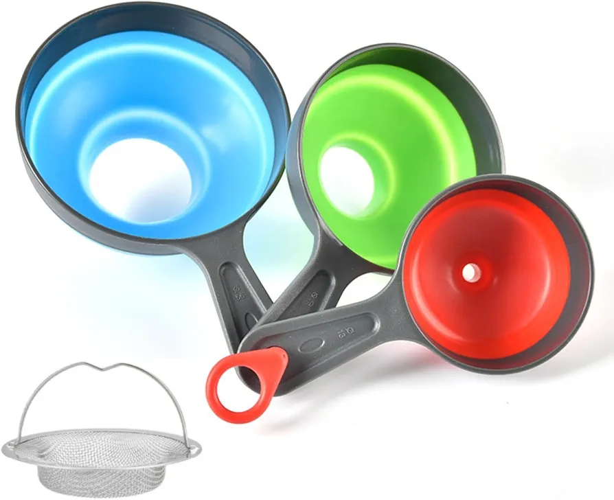 Food Grade Silicone Collapsible Canning Funnel 3pcs Large Wide Mouth Funnel for Mason Jars, Jam, and Spices Small Funnel for Bottles and Powder Essential Kitchen Tool