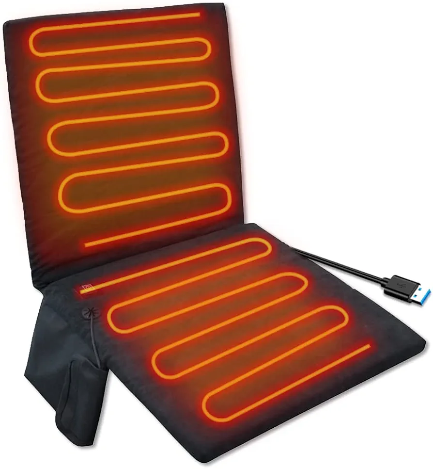 USB Electric Heating Seat Cushion, 15.7 * 31.5In Large Heating Area Portable Heated Seat Cover Foldable Heating Pad with 3 Temperature Levels for Fishing, Hunting, Camping, Bench Bleachers, Indoors