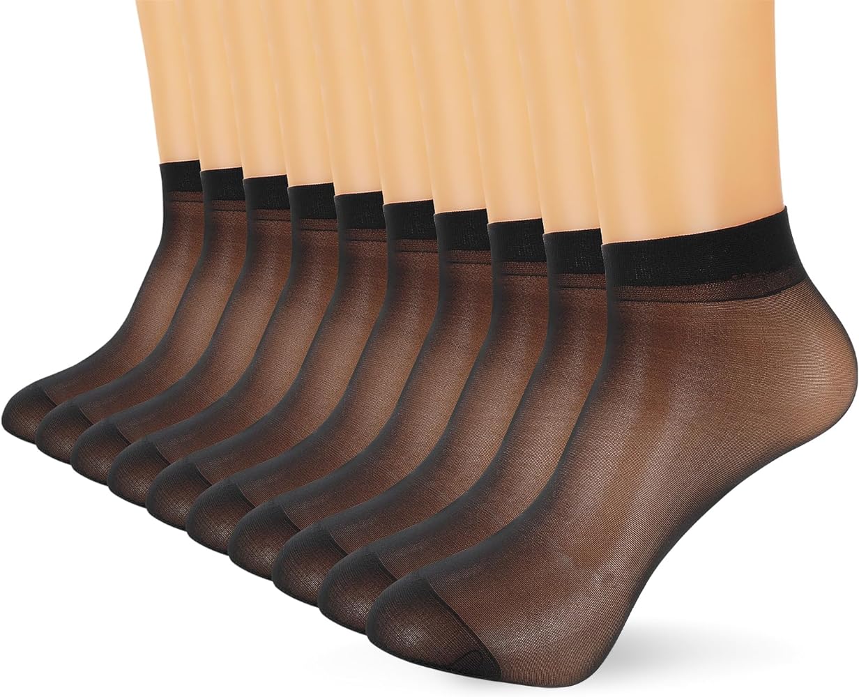 Short Silk Stockings 10 Pairs Sheer Black Silk Nylon Lace Ultra Thin Trendy Tide Pantyhose Stockings Ankle