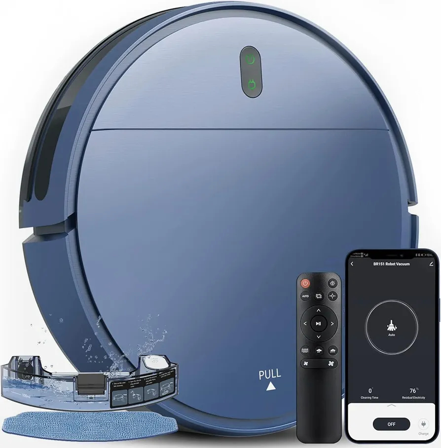 ZCWA Robot Vacuum, Robot Vacuum and Mop Works with WiFi,APP, Remote, 2 in 1 Robot Vacuum Cleaner Self Charging, Robot Vacuum and Mop Combo Perfect for Pet Hair, Carpets, Hard Floors