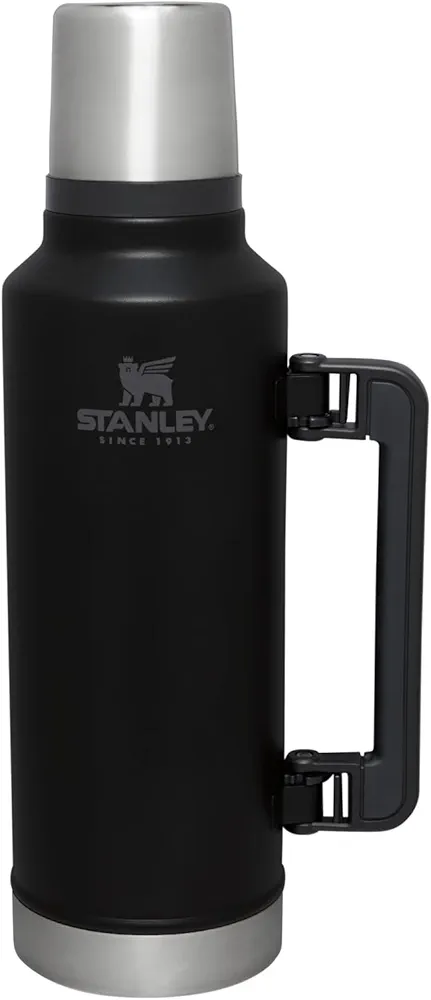 Stanley Classic Legendary Bottle 2 qt | Insulated Wide Mouth Vacuum Bottle | Stainless Steel Thermos for Cold & Hot Beverages | Black 2.0