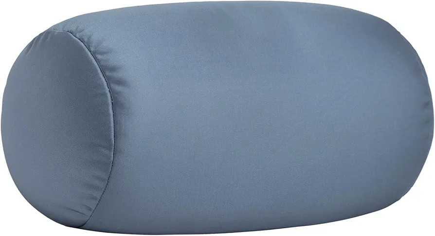 Microbead Neck Body Pillow Tube Microbead Bolster Bean Smooth Cool Pillow Neck Cervical Roll Pillow for Sleeping 7 x 12Inch Throw Travel Pillow (Cold Grey)