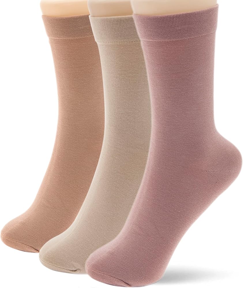 Thin Crew Socks for Women - Dress Socks - Soft Cotton Socks - Crew Socks for Business Trouser Casual 3-6 Pairs