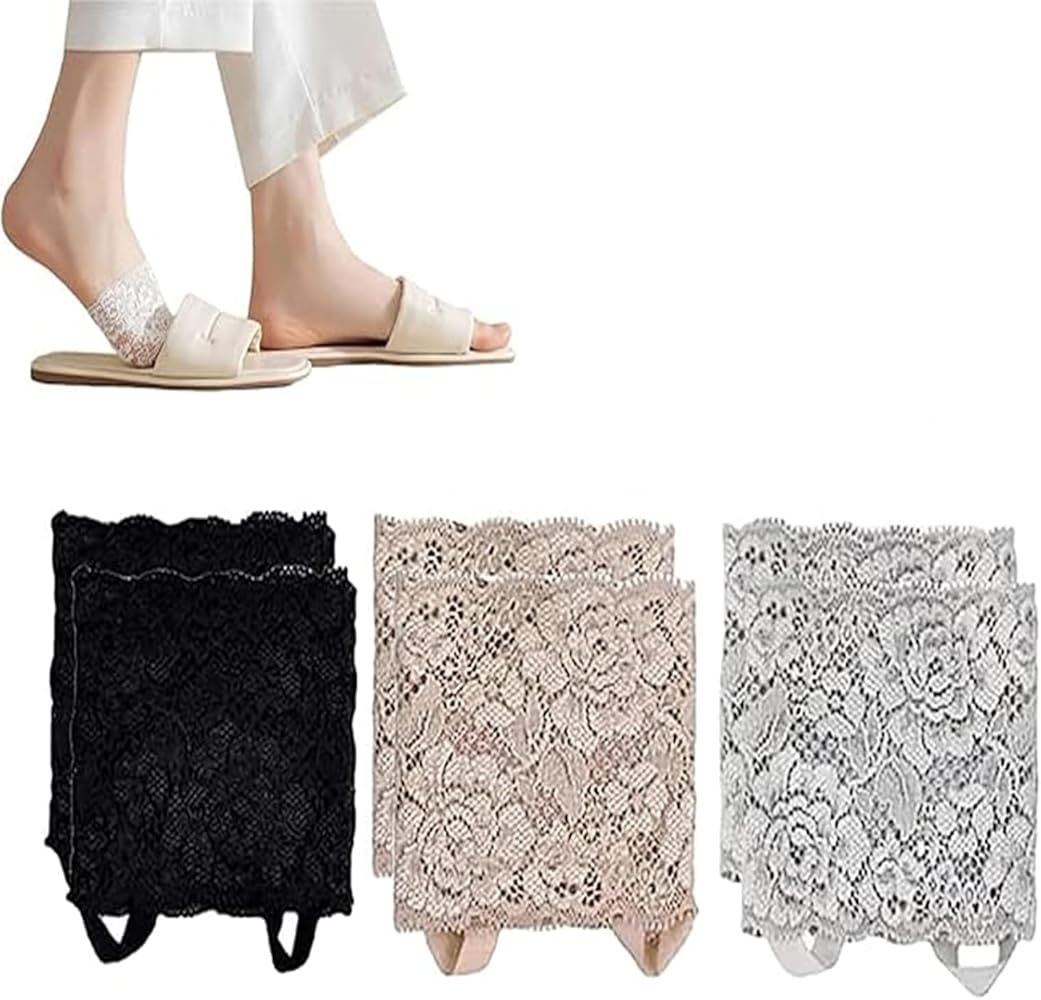Womens Lace Open Toe Socks, Lace Open Toe Half Socks, Non Slip Half Socks With Cushion Pad No Show Socks