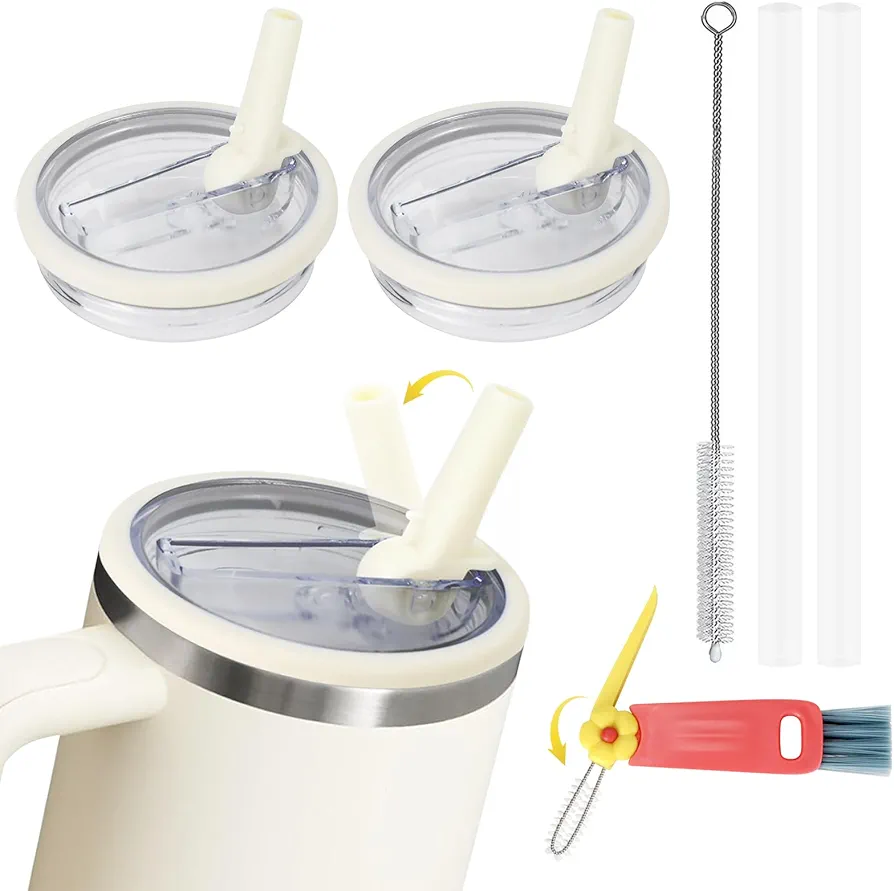2 Pack for Stanley Cup Accessories 40 oz Tumbler Flip Straw Lid Replacement,no spill stanley lid, Replacement Splash, Leak and Spill Resistant Straw Lid,Perfect Fit for Stanley Cup