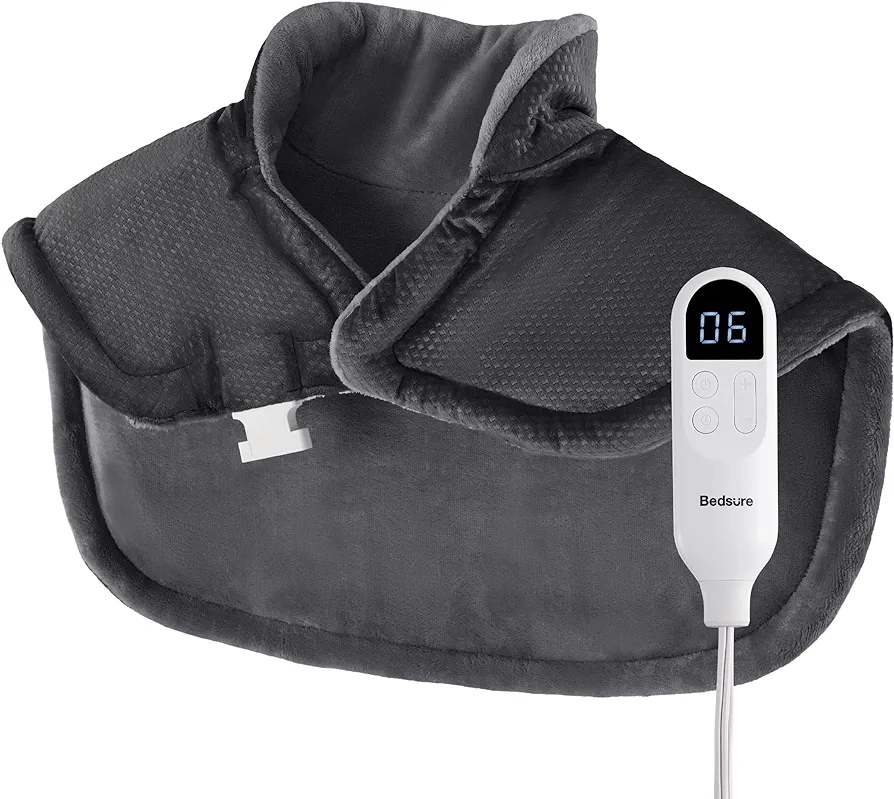 Bedsure Heating Pad for Neck and Shoulders Pain Relief, Weighted Heating Pad Gift for Women, Men, and Moms, Electric Pad with 2-Hour Auto Shut Off, Heated Pad with 6 Heating Levels & 3 Time Settings