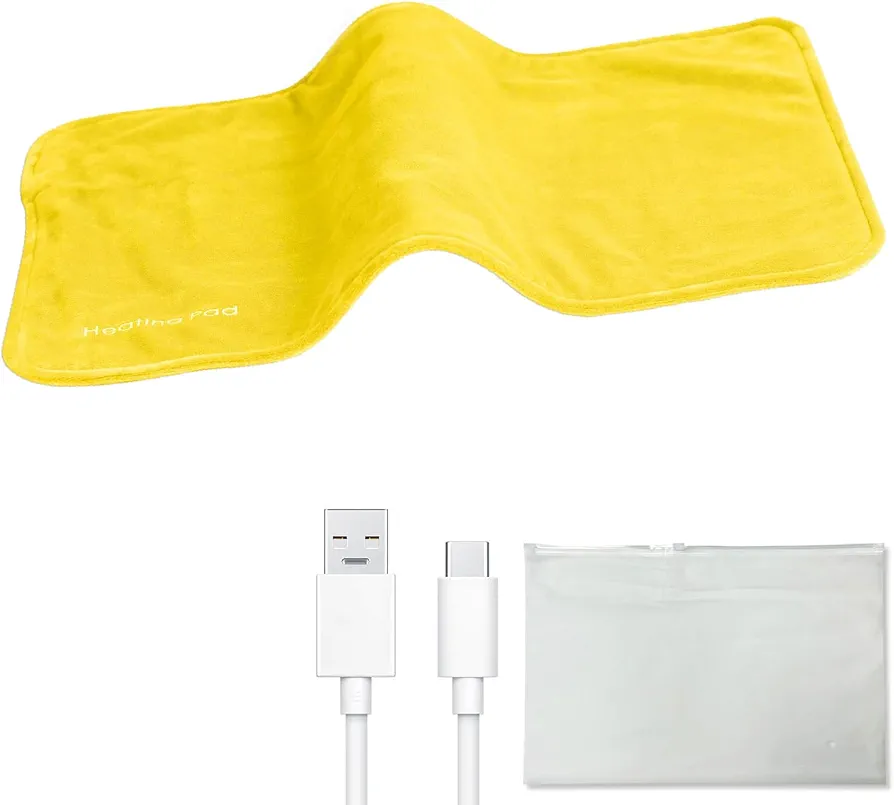 Heating Pad,Heating pad for Back,Neck and Shoulder Pain,12" x 24"Electric Heating Pad,Ohyesbae USB Power Supply Portable Heating pad,Machine Washable,Christmas Gifts for Women,Mom (Yellow)
