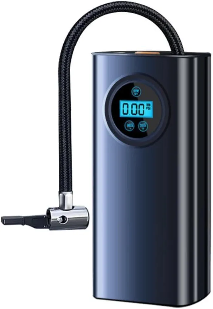 Portable Tire Inflator Electric Bike Pump with Digital Pressure Gauge, Rechargeable Car Portable Air Compressor Tyre Pump for Car, Bicycle, Motorcycle, Scooter,Balls
