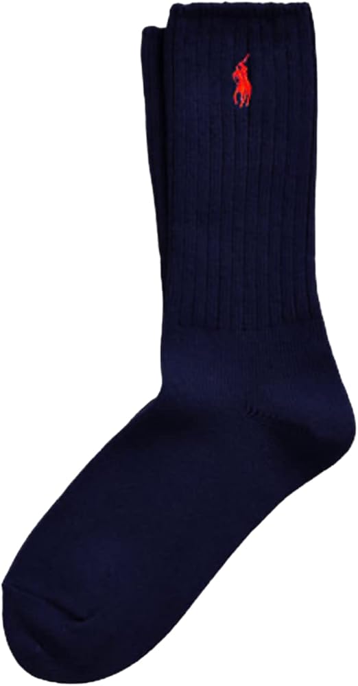 Polo Women's Classic Flat Knit Crew Socks 3 Pair Pack, Charcoal Heather Assorted, Women's Shoe Size: 4-10