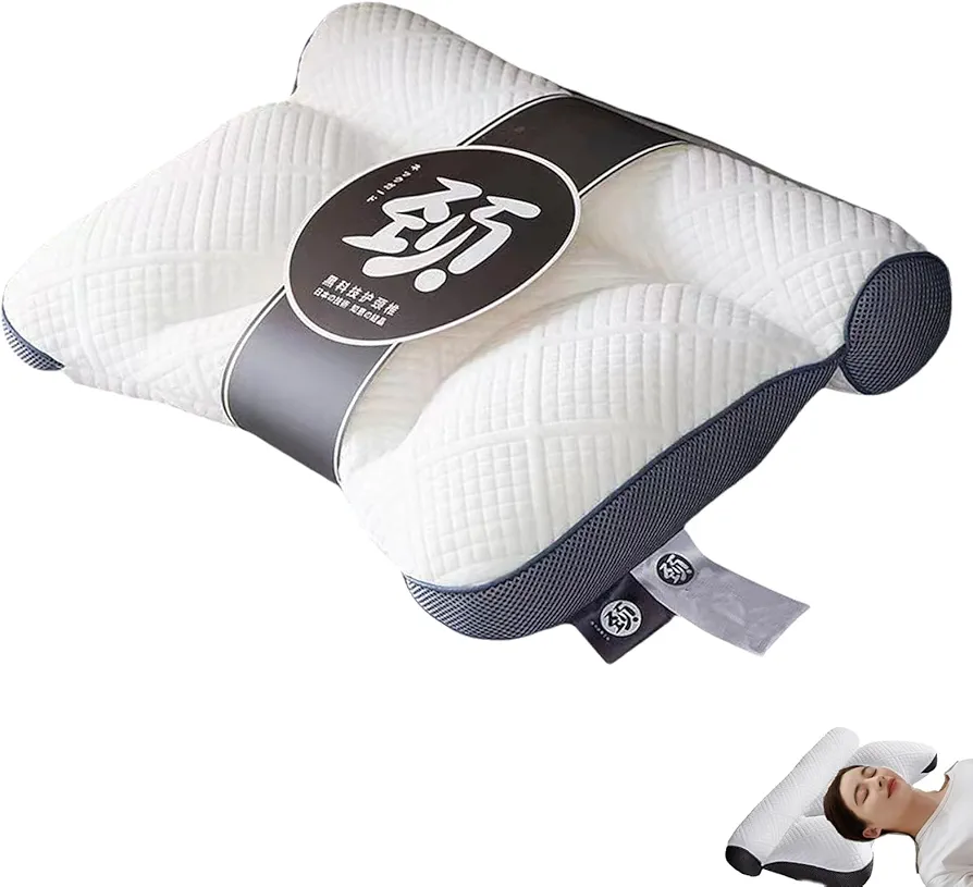 Zofene Cervical Neck Pillow for Sleeping, Sleep Enhancing Cervical Support Comfort Goose Down Pillow, Contoured Pillow for Neck Support, Ergonomic Goose Down Pillow for Neck (Coffee)
