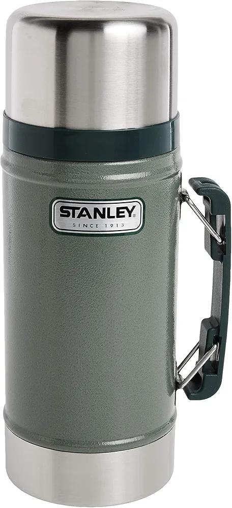 Stanley Classic Legendary Vacuum Insulated Food Jar – Stainless Steel, Naturally BPA-free Container – Keeps Food/Liquid Hot or Cold for 15 Hours – Leak Resistant, Hammertone Green, 24 OZ / 0.71 L