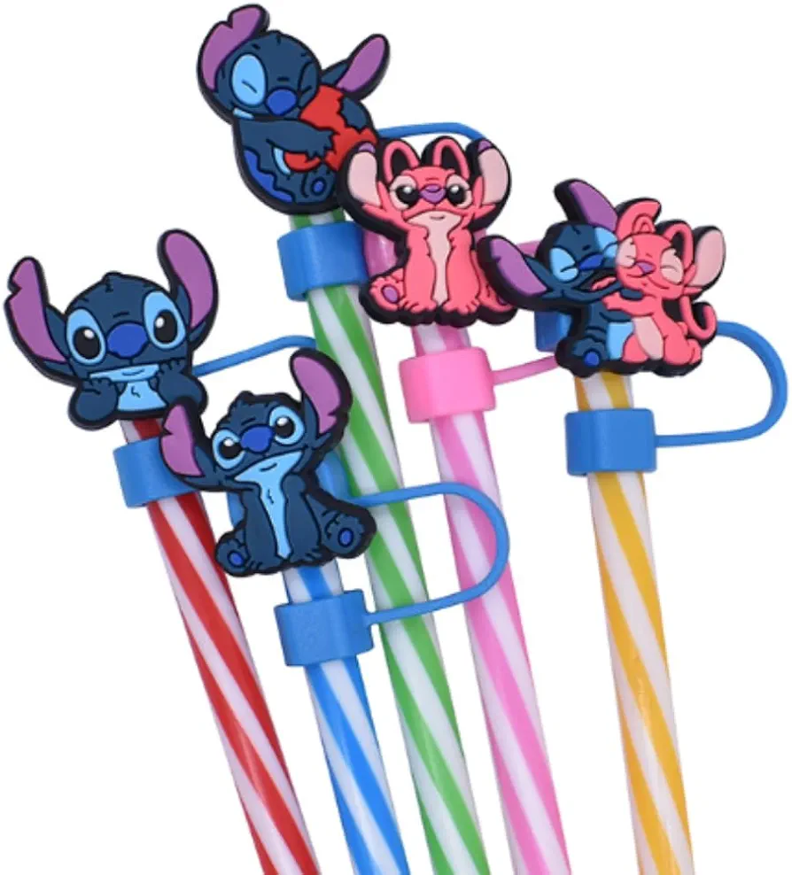 CIELOAZUL - Compatible with Stanley Tumblers - 5 Leakproof Stitch Straw Covers (30oz & 40oz), Food-Grade Silicone Disney Tumbler Accessories - Straw Toppers