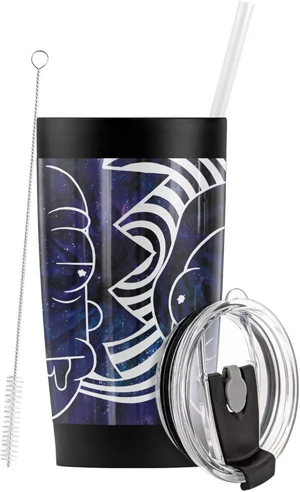 Logovision Rick and Morty Space Tie Dye Stainless Steel Tumbler with Straw and Flip Lid 20 oz Travel Mug/Cup, Vacuum Insulated & Double Wall with Leakproof Dual Lid