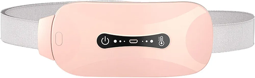 Portable Cordless Electric Massage Heating Pad, Menstrual Cramp Relief Stomach Lower Back Pain Relief USB Warming Waist Belt for Women and Girl, 3 Heat Settings 3 Massage Modes