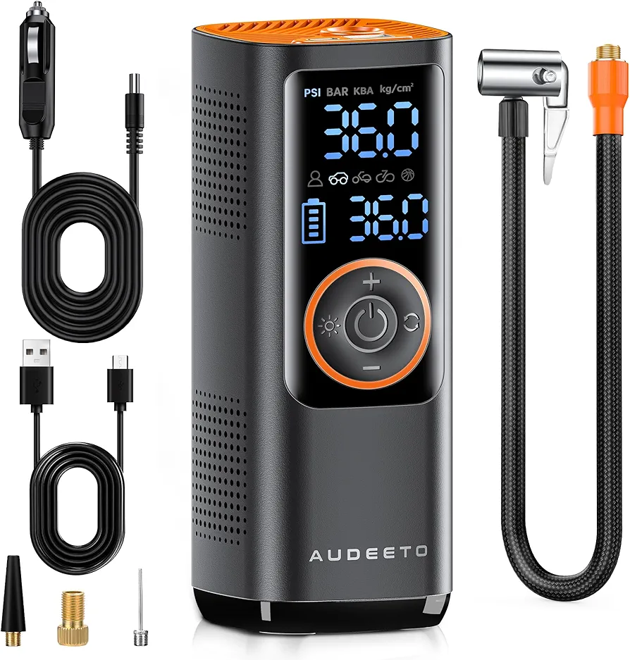 Tire Inflator Portable Air Compressor-Air Pump 20000mAh & 150PSI Cordless Electric for Car, Motorcycle, Bike, Ball, with Tire Gauge Pressure, Dual-Use Type…