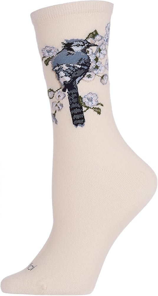MeMoi Women's Blue Bird Limited Edition Cotton Blend Crew Sock