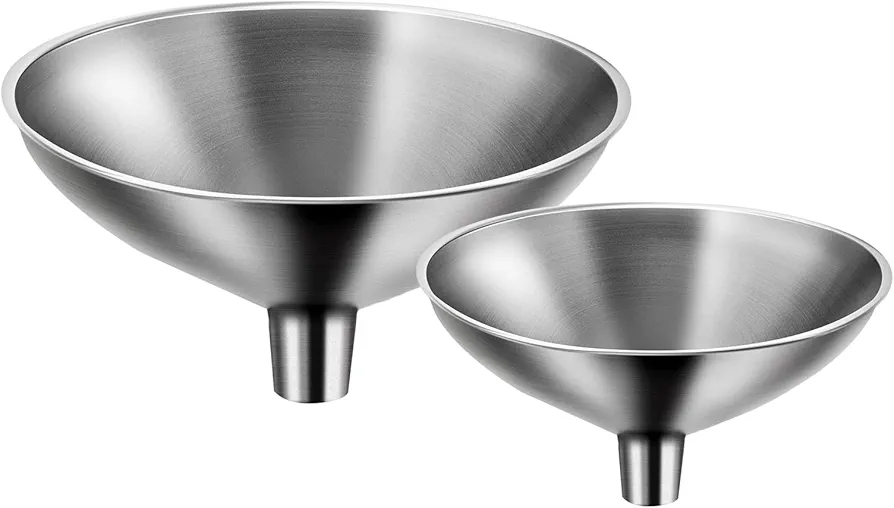 Funnel Set of 2,Small Stainless Steel Filling Funnel,Mini Funnel, Essential Oil Transfer Funnel,Funnels for Kitchen use Filling Bottles,Flask Funnel