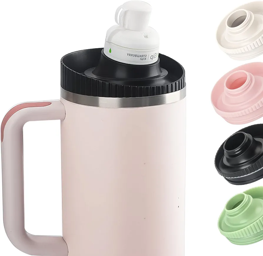 for Stanley Tumbler Adapter to Cirkul Flavors Cartridges, Fit for Owala Stanley Quencher 40oz Water Bottle Lid Replacement Accessories, Flavor Cartridges Adapter for Cirkul, BPA Free, Leak Proof Black