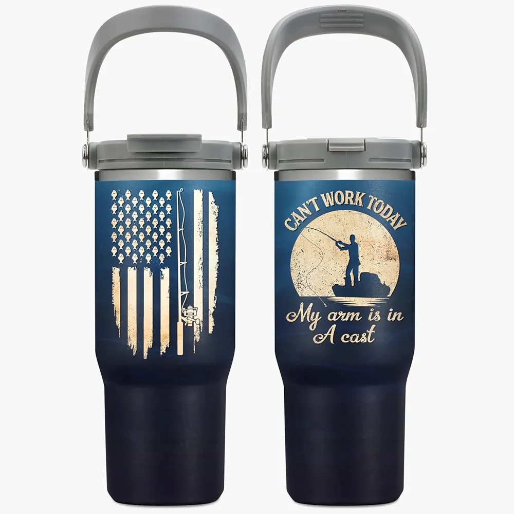 Fishing Gifts For Men - Fishing Lovers Present For Dad, Husband From Son, Wife - Christmas, Birthday, Fathers Day Gift For Fisherman - 30oz Tumbler With Handle Straw Leak Resistance Flip