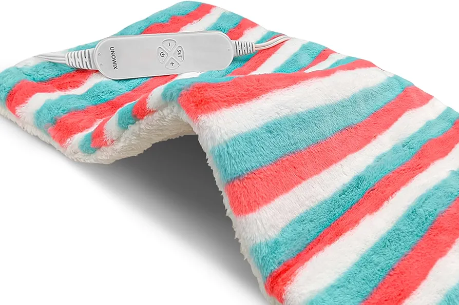XL Electric Heating Pad for Back Pain Relief - 12 Heat Levels, 8 Timers, Moist Heat Option, Cute Plush Heat Pad, Gifts for Women, Men, Mom, Dad, Machine Washable-Rainbow-L(12" x 24")