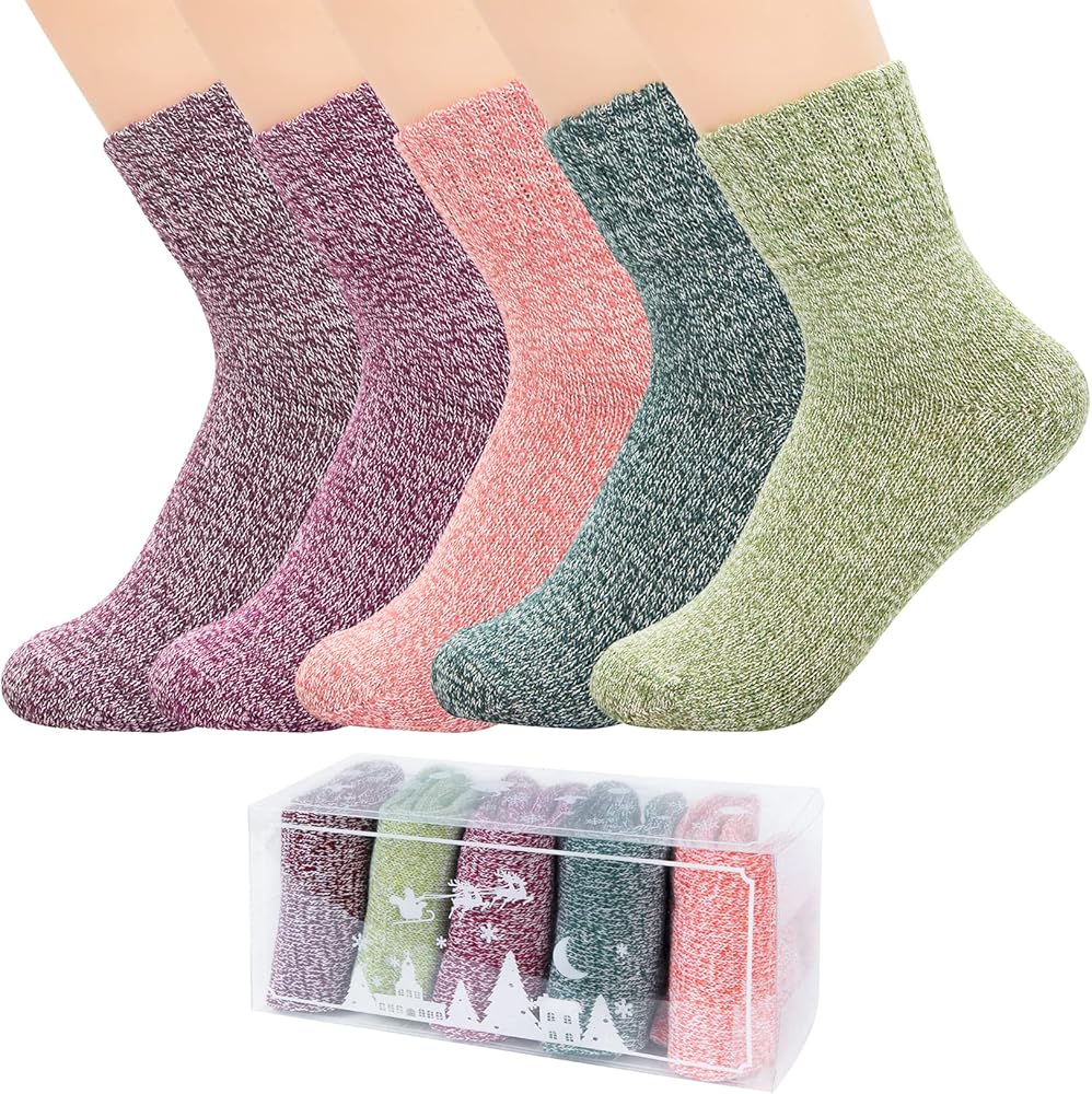 Century Star Womens Athletic Socks Knit Pattern Sports Socks Winter Wool Socks Crew Cut Cashmere Socks Warm Soft Socks