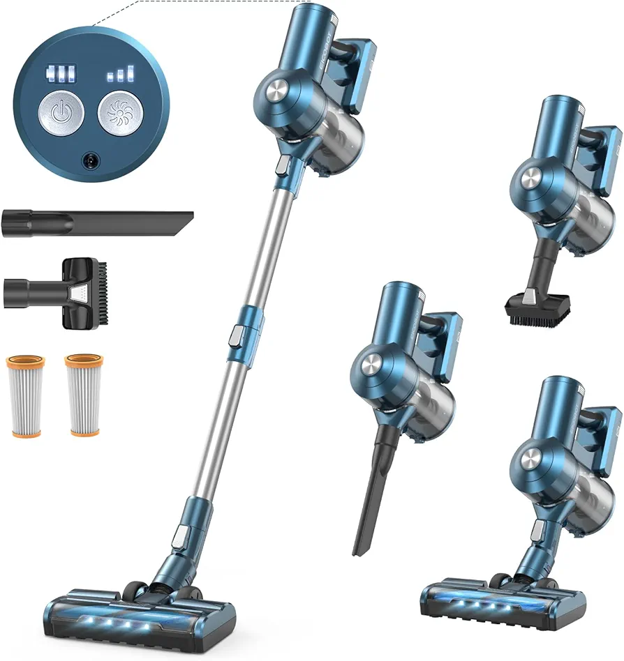 TATIAN Cordless Vacuum Cleaner, 8 in 1 Cordless Stick Vacuum, 38Kpa Powerful Suction, Brushless Motor, 40 Min, Lightweight Wireless Vacuum Cleaner for Home Pet Hair Hard Floor Carpet