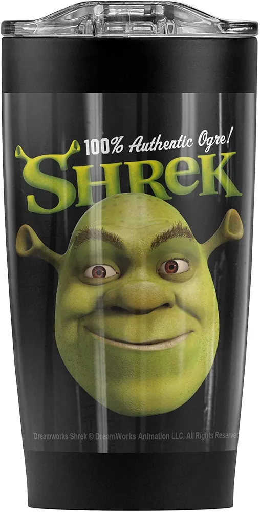 Logovision Shrek Authentic Stainless Steel Tumbler 20 oz Coffee Travel Mug/Cup, Vacuum Insulated & Double Wall with Leakproof Sliding Lid | Great for Hot Drinks and Cold Beverages