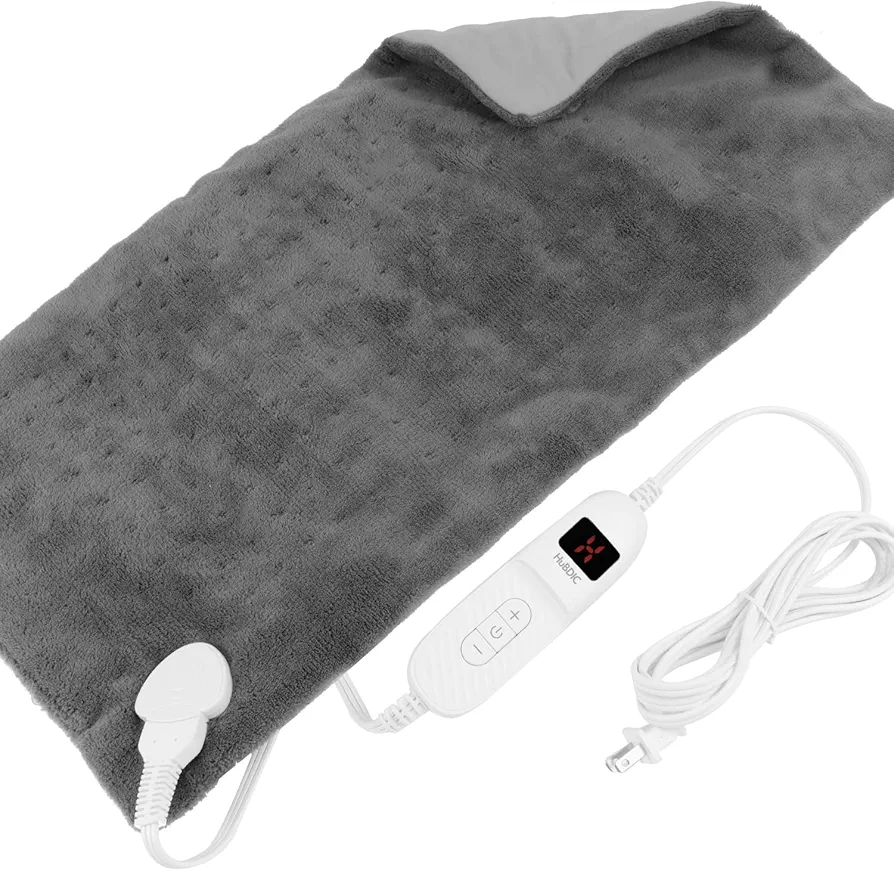 HubiCare Heating Pad for Back Pain Cramps Relief, Electric Heating Pad for Neck/Shoulder/Muscle Pain, Auto Off, Moist Heat Options, Machine Washable, Christmas Gifts for Women - XL (12" X 24")