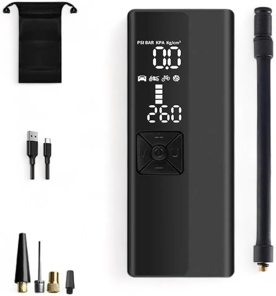 SpeedStars™ Cordless Tire Inflator Portable Air Compressor, 150 PSI Portable Air Pump With HD Display Built In Inflation Tube For Car Tires, Bicycles, Trucks, Motorcycle, Ball