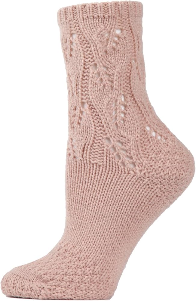 MeMoi Women's Pointelle Sweater Knit Cozy Soft Crew Socks