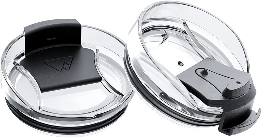 dscvr 2 Pcs Tumbler Replacement Lid Spill Proof, Shatter Resistant, Perfect Fit Lids Compatible with YETI Rambler, Ozark Trails,Fits Inside Diameter of 3.2 inch Tumbler (20 oz., Black)