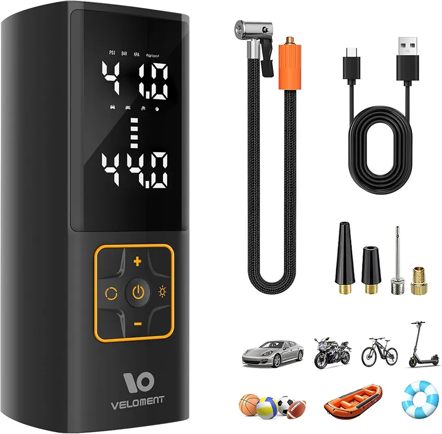 Tire Inflator Portable Air Compressor Auto Air Pump for Car Tire Car Accessories with Digital Pressure Gauge 3X Faster Inflation Rechargeable Air Pump for Car Motorcycle Bike Ball Power Bank LED Light