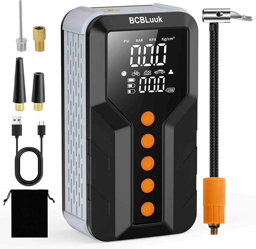 Tire Inflator Portable Air Compressor - Air Pump for Car Tires,2.5X Faster Electric Portable Tire Pump with Tire Pressure Gauge(150PSI)，Tire Inflator for Car, Motorcycle, Bike,Ball