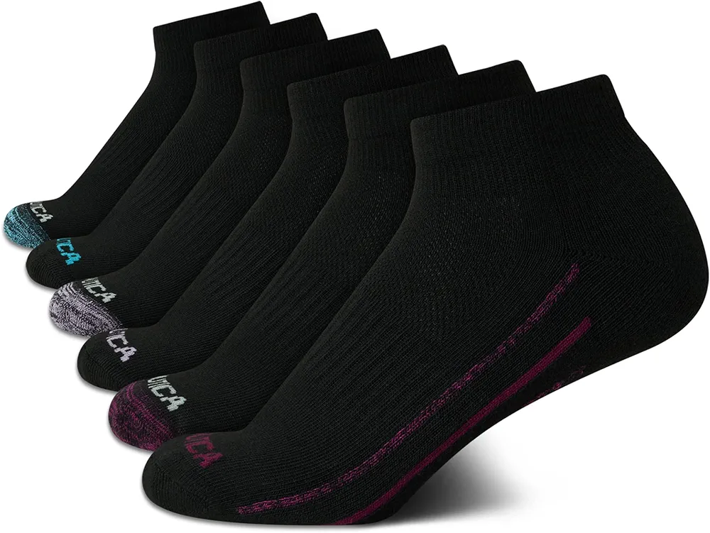Nautica Women's Socks - Athletic Cushion Quarter Cut Socks (6 Pack), Size 4-10, BlackBlue